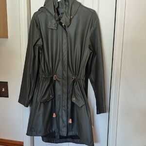 Women's Olive SoyaConcept Hooded Rain Coat
